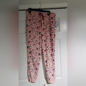 Pink Penguin Print Cozy Pajama Pants Size Medium